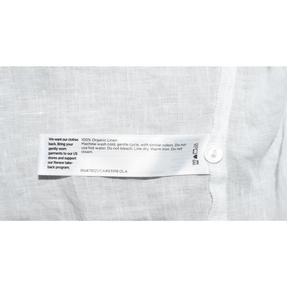 A6 Auth EILEEN FISHER White Organic Linen Classic Collar Long Shirt Dress Sz XL - Picture 7 of 7